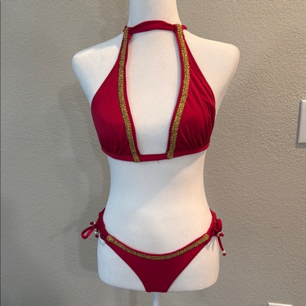 Koki Swimwear Elegant Red and Gold Women's Bikini